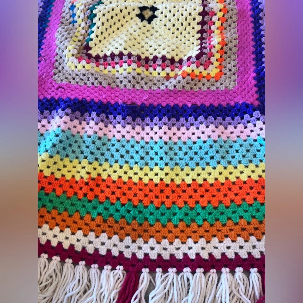 Handmade crochet afghan, throw, or lap blanket Approximately 57”x57”